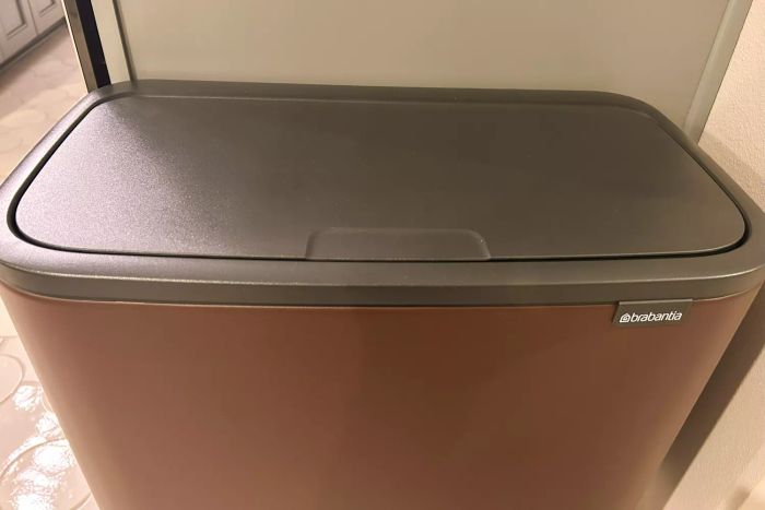 The top view of the Brabantia 3 + 6 Bo Touch Top Dual Compartment Recycling Trash Can