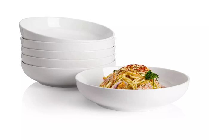 Amazon Prime Day Sweese Pasta Bowls, 22 Ounce White Salad Serving Bowls Set of 6