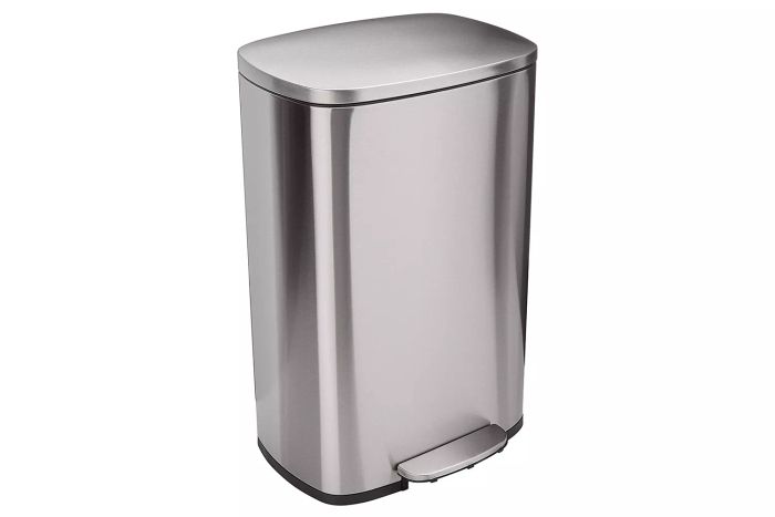 Amazon Basics 50 Liter / 13.2 Gallon Soft-Close, Smudge-Resistant Trash Can with Foot Pedal