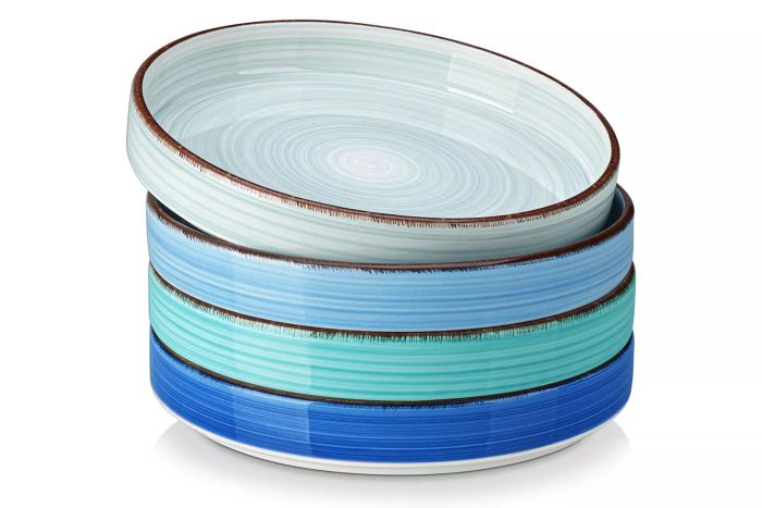 Vancasso Bonita Pasta Bowls Set of 4, 32oz Shallow Bowl Plates