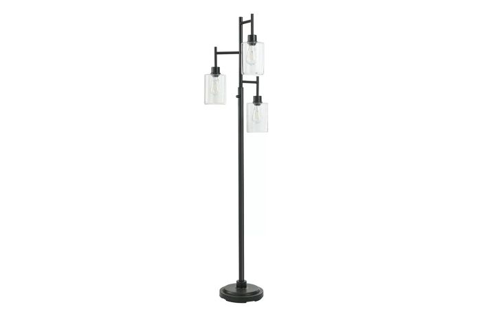 Better Homes & Gardens 3-Tier Black Floor Lamp with Glass Shades