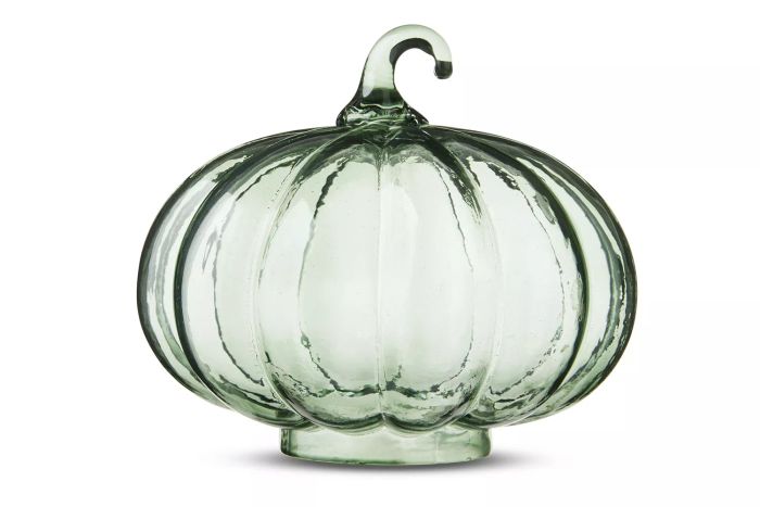 Way To Celebrate Harvest Green Glass Pumpkin Decoration, 7