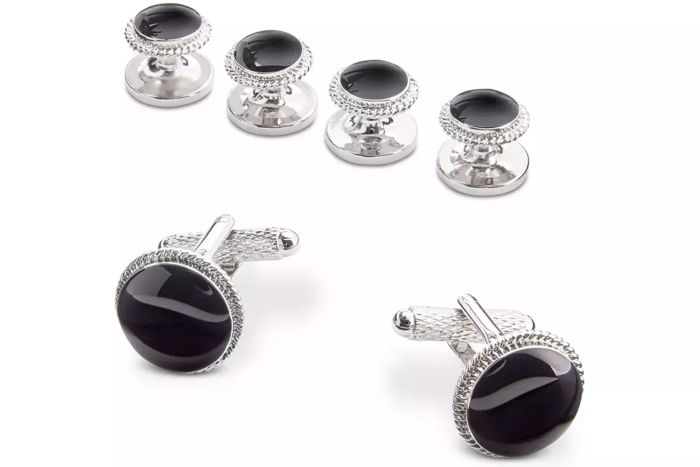 Perry Ellis Baroque Cuff Links & Stud Set