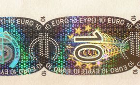 A stamped hologram on a euro.