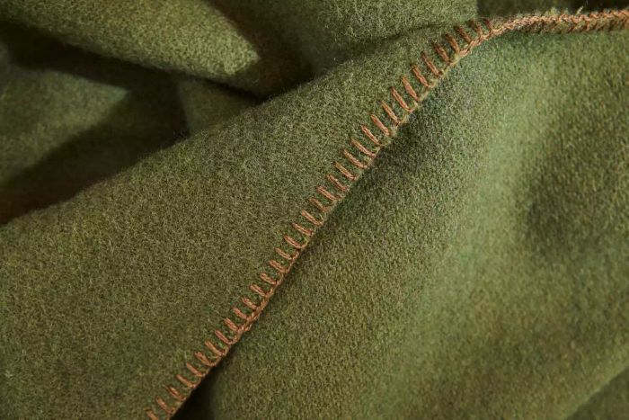 A close-up of the hem on the Faribault Mill Pure & Simple Wool Blanket