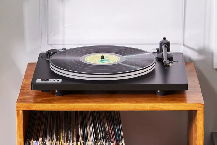 The U-Turn Audio Orbit Plus Turntable placed on a wooden table