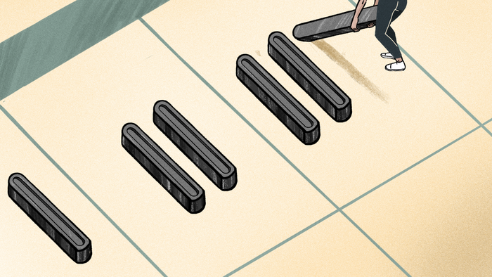 Illustration of a character lifting weights on a massive calendar, showing progress