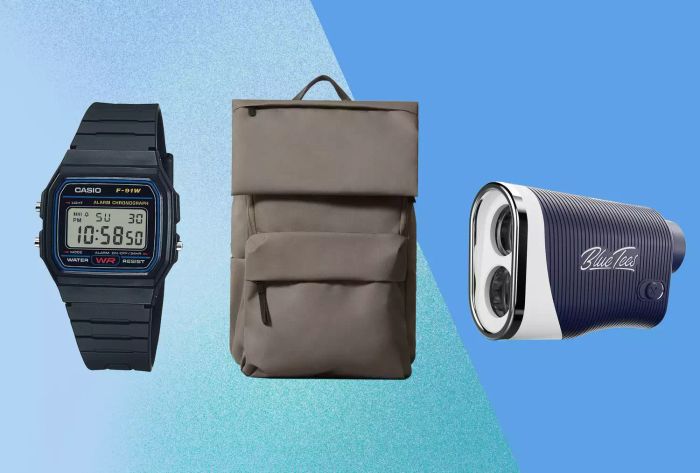 A selection of three recommended gifts for boyfriends set against a blue backdrop