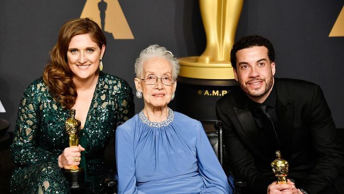 Katherine Johnson (C), Ezra Edelman (R), and Caroline Waterlow (L)