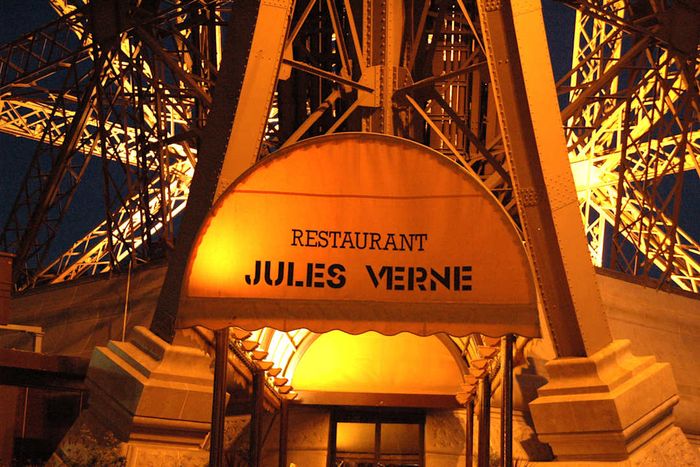 The entrance to the Jules Verne restaurant is located on the Eiffel Tower's second floor.
