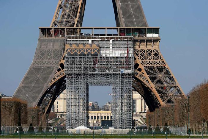 The Eiffel Tower is undergoing its 20th repainting campaign since it was first constructed in 1887.