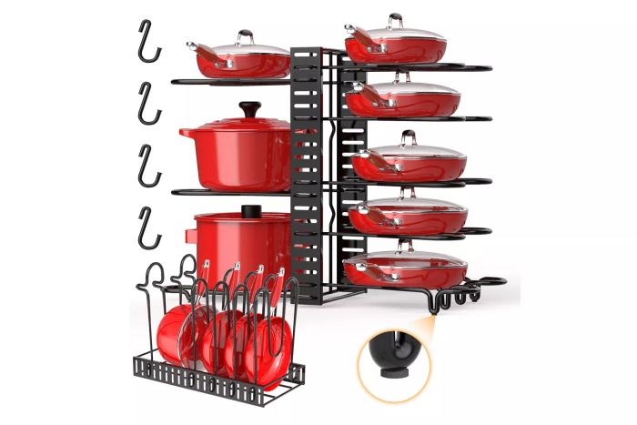 MONVANE Pueikai 8-Tier Pots and Pans Organizer, Adjustable