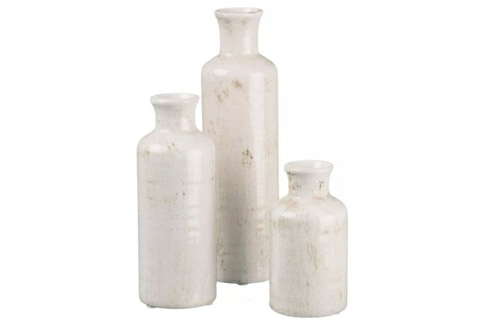 Sullivans Small White Ceramic Vase Set of 3