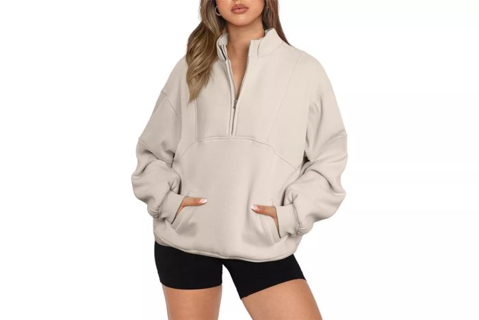 BLENCOT Women’s Half-Zip Oversized Sweatshirts with Long Sleeves