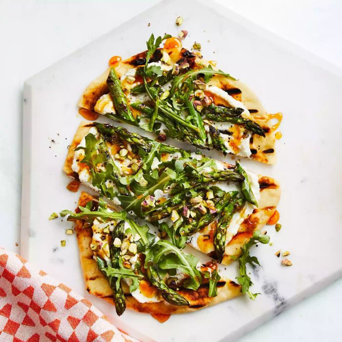Hot Honey and Grilled Asparagus Flatbreads