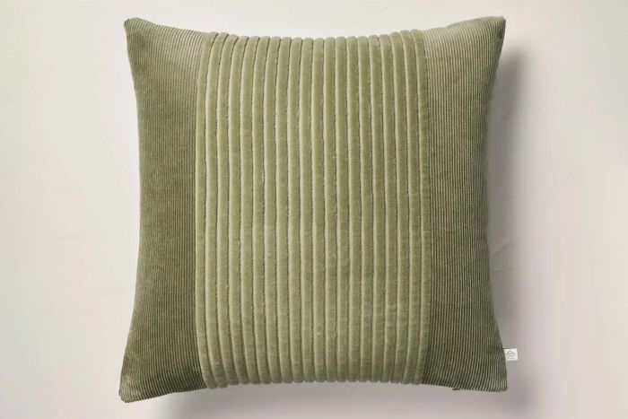 Hearth & Hand with Magnolia's Variegated Corduroy Square Throw Pillow in Sage Green.