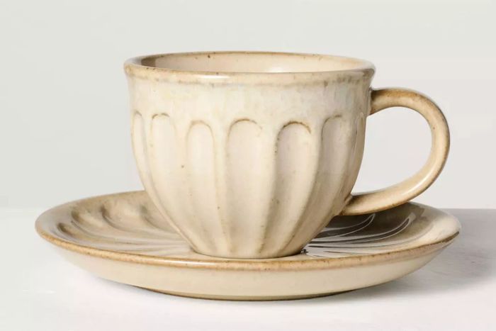 Hearth & Hand with Magnolia Tan Fluted Stoneware Espresso Cup & Saucer