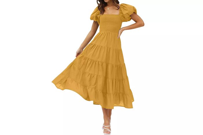 ZESICA Women's 2024 Summer Square Neck Short Puff Sleeve Solid