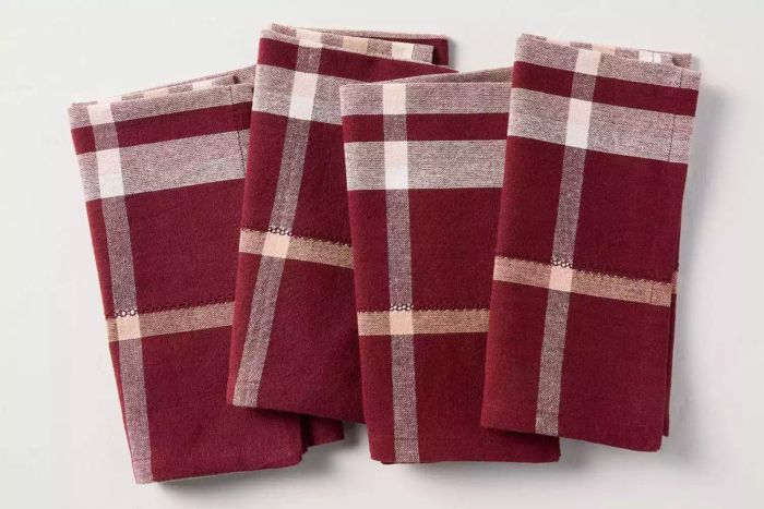Hearth & Hand with Magnolia 4-Pack Burgundy Plaid Cloth Napkins for Fall