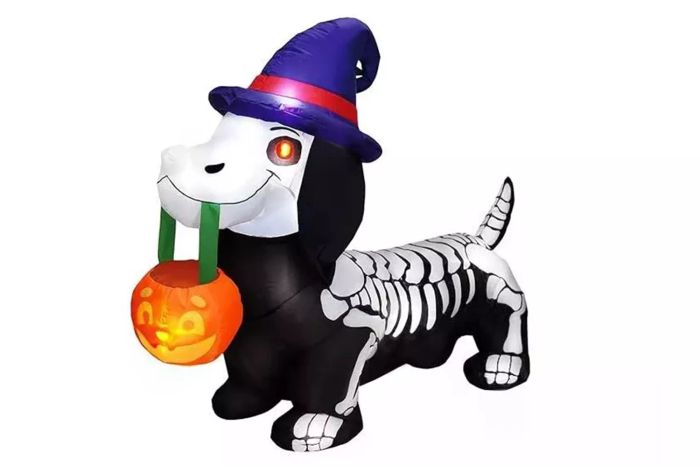SYNCFUN 5 FT Long Halloween Inflatable Skeleton Wiener Dog