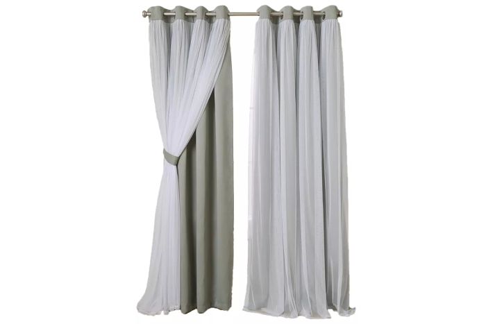 Amazon TOWN & COUNTRY LUXE Exclusive Home Catarina Layered Solid Room Darkening Blackout and Sheer Grommet Top Curtain Panel Set