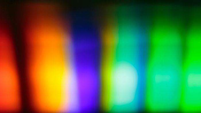 A spectrum of light, divided into its various wavelengths.