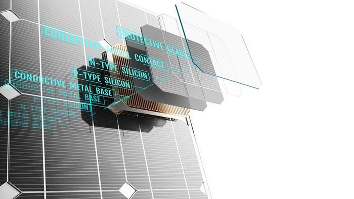 An illustration depicts the various layers and components that make up a solar panel.