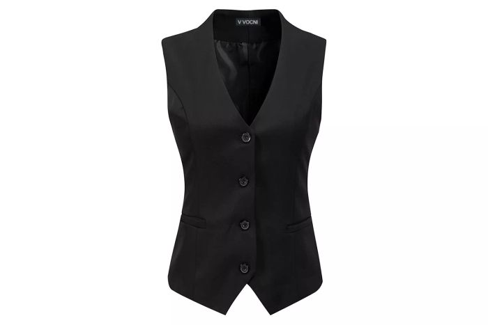 V VOCNI Fully Lined 4 Button V-Neck Economy Dressy Suit Vest