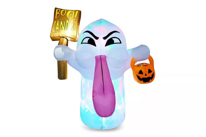 SYNCFUN 5 FT Halloween Inflatable Cute Ghost with Pumpkin Candy Basket