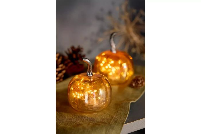 mini glass pumpkins set of 2