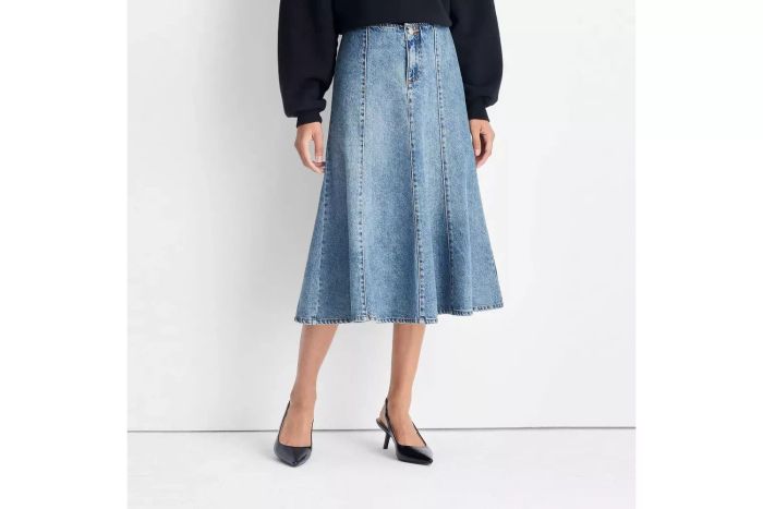 denim midi skirt