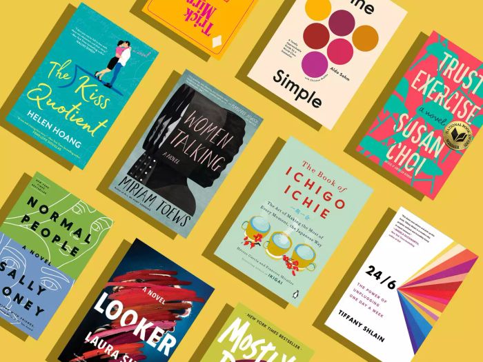 A vibrant collage of highly recommended books set against a sunny yellow backdrop