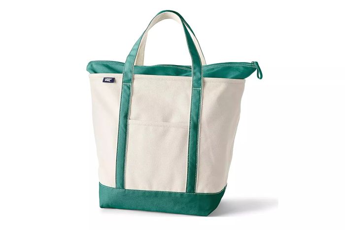 Lands' End Zip Top Canvas Tote Bag