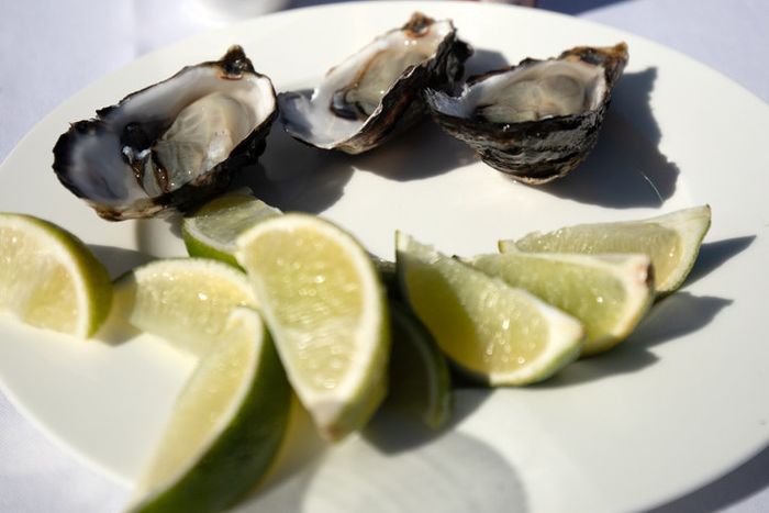 A dish of oysters.