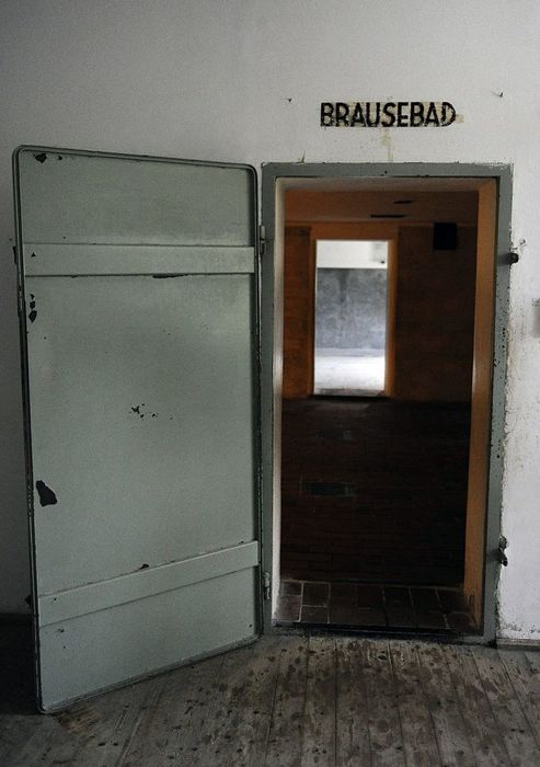 Access door to a gas chamber at Dachau concentration camp.