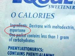 Aspartame sweetener packet