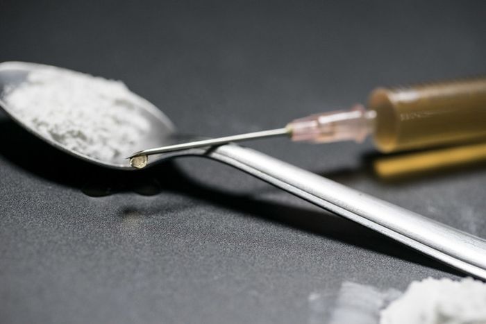 A heroin needle and spoon.