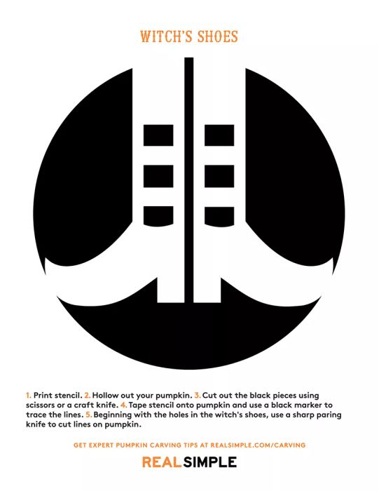 Printable pumpkin carving stencil - witch shoes design