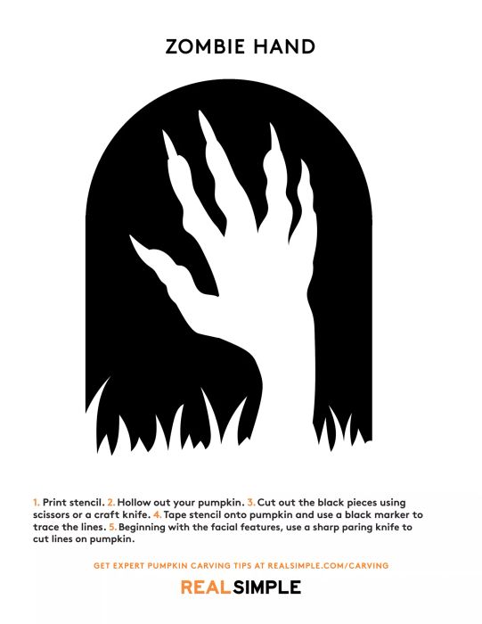 Zombie Hand Pumpkin Carving Stencil