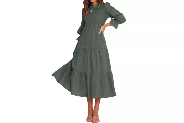 BTFBM Women’s Casual Long Sleeve Fall Dress 2024 Solid Color Relaxed Fit