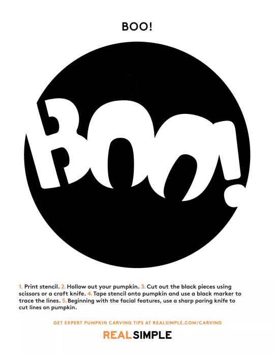 Boo Pumpkin Carving Stencil