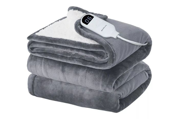 Bedsure Electric Blanket Twin - Cozy Flannel Heated Blanket with 10 Time Settings, 6 Heat Levels, and 8-Hour Auto Shut-Off Timer (62x84 inches, Grey)