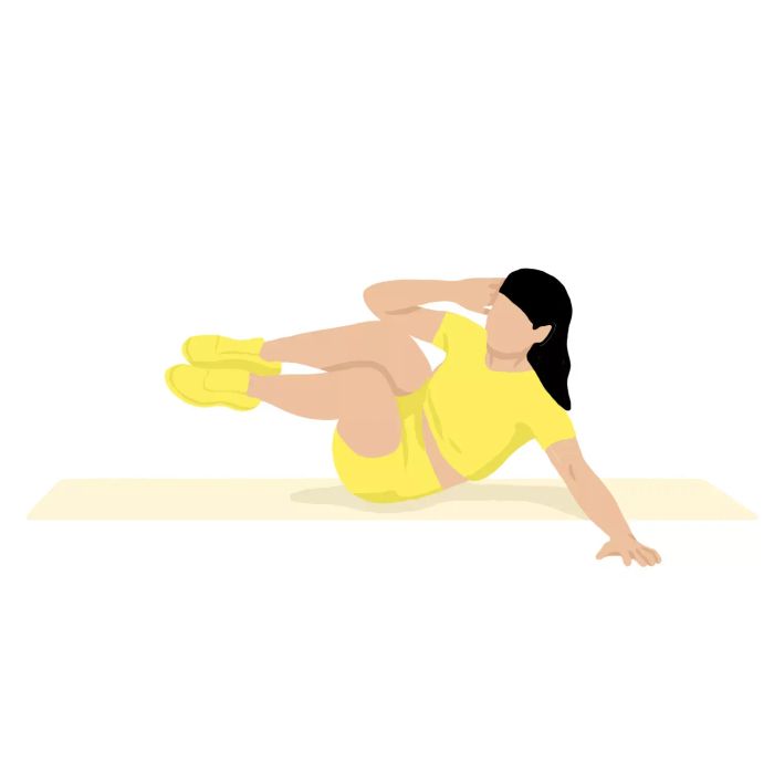 Oblique Exercises: sidelying oblique tuck ups illustration