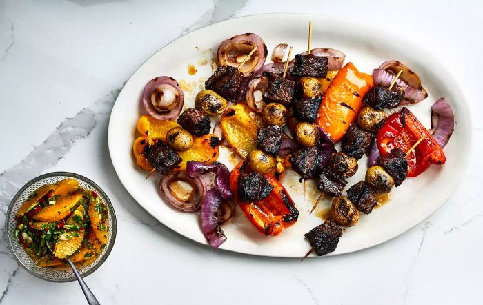 Recipe for Steak-and-Potato Skewers With Orange Salsa