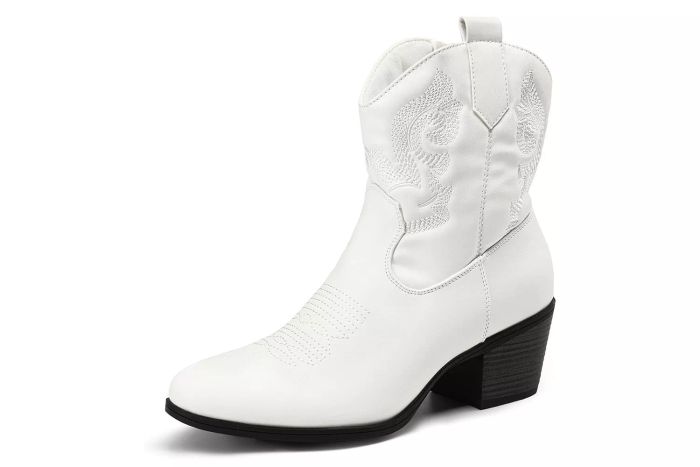 DREAM PAIRS Western Embroidered Ankle Boot - A trendy ankle boot with distinctive western embroidery, perfect for casual wear.