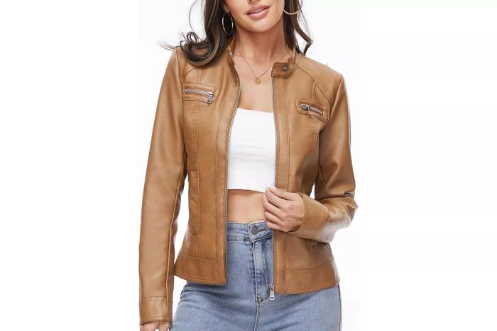 Fahsyee Women’s Zip-Up Faux Leather Motorcycle Jacket – PU Moto Biker Style Outerwear Coat