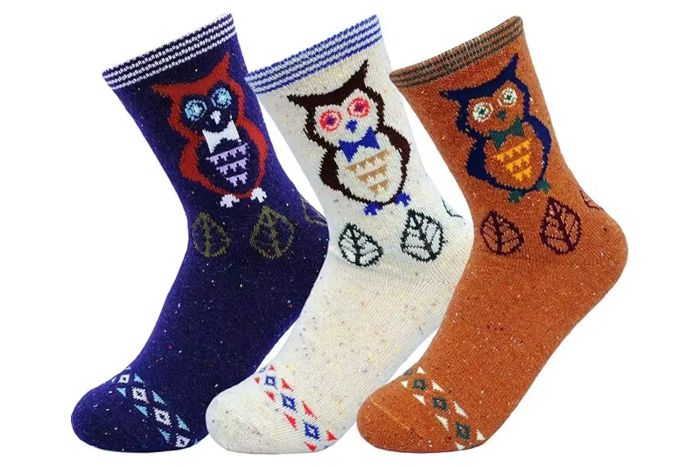 JOYCA & CO. 3-5 Pairs Womens Multicolor Fashion Warm Wool Cotton Thick Winter Crew Socks