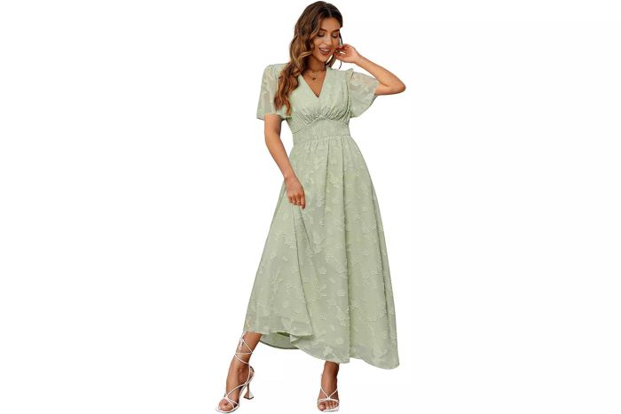 Simplee Women's Boho Floral Maxi Dress with a Flowy, Casual Design, V-Neckline, and Short Sleeves