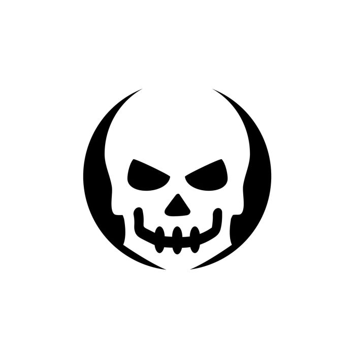 Printable pumpkin carving stencil: Skull design