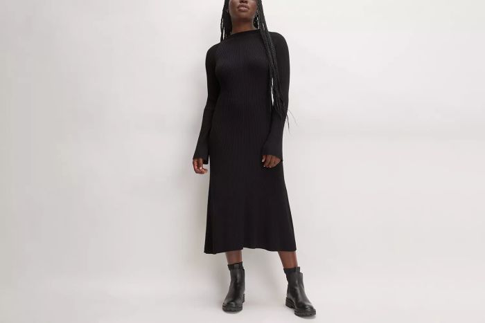 Everlane The Ribbed Mock Neck Midi Dress